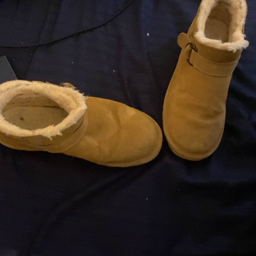 BearPaw Tan Ankle Boots with Cream Lining